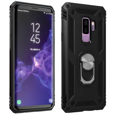 Etui odporen proti udarcem s kovinskim držalom za obrocke - crn str. Samsung Galaxy S9 Plus