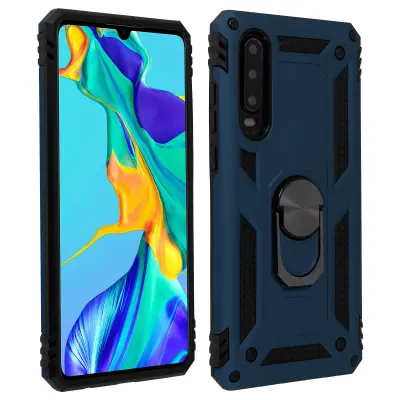 Torbica, odporna na udarce, s kovinskim držalom za obrocke - polnocno modra str. Huawei P30