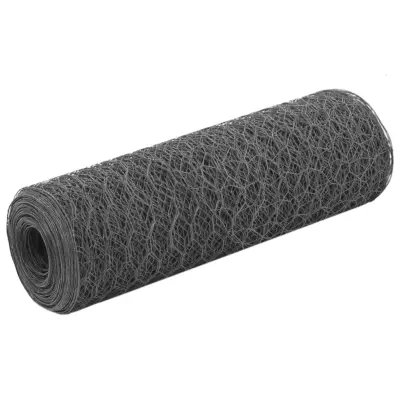 vidaXL Žična mreža za ograjo jeklo s PVC oblogo 25x0,5 m siva