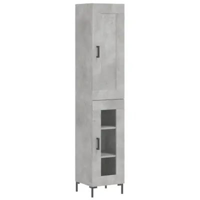 vidaXL Visoka omara betonsko siva 34,5x34x180 cm inženirski les