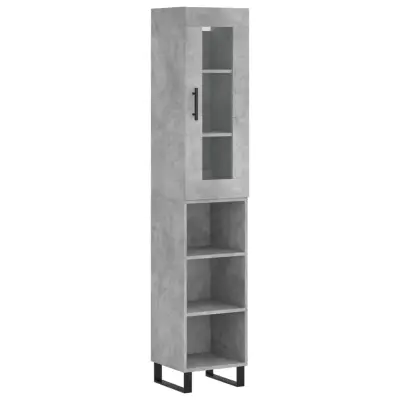 vidaXL Visoka omara betonsko siva 34,5x34x180 cm inženirski les
