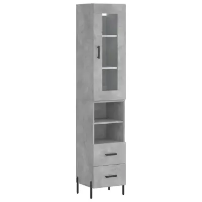vidaXL Visoka omara betonsko siva 34,5x34x180 cm inženirski les