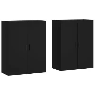 vidaXL Stenska omarica 2 kosa črna 69,5x34x90 cm