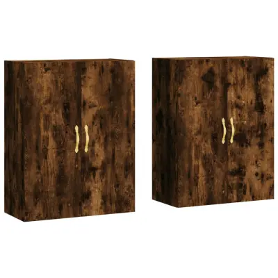 vidaXL Stenska omarica 2 kosa dimljen hrast 69,5x34x90 cm