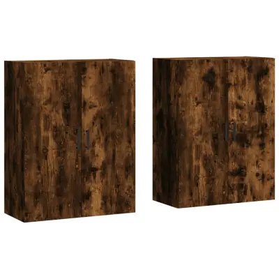 vidaXL Stenska omarica 2 kosa dimljen hrast 69,5x34x90 cm