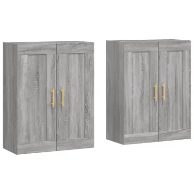 vidaXL Stenska omarica 2 kosa siva sonoma inženirski les