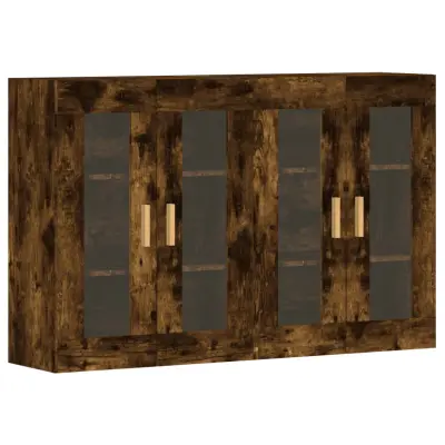 vidaXL Stenska omarica 2 kosa dimljeni hrast inženirski les