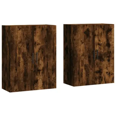 vidaXL Stenska omarica 2 kosa dimljen hrast 69,5x34x90 cm