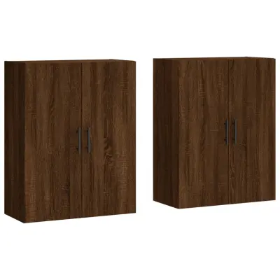 vidaXL Stenska omarica 2 kosa rjavi hrast 69,5x34x90 cm
