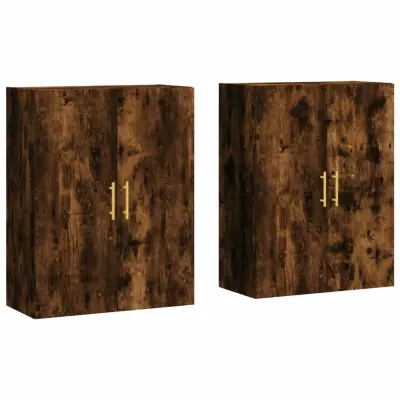 vidaXL Stenska omarica 2 kosa dimljen hrast 69,5x34x90 cm