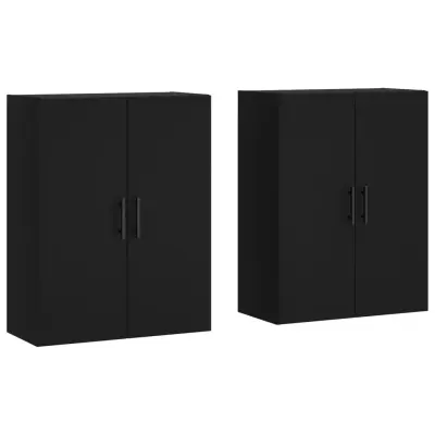 vidaXL Stenska omarica 2 kosa črna 69,5x34x90 cm
