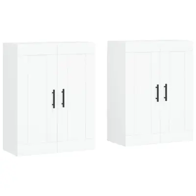 vidaXL Stenska omarica 2 kosa bel inženirski les