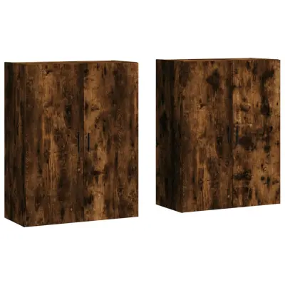 vidaXL Stenska omarica 2 kosa dimljen hrast 69,5x34x90 cm