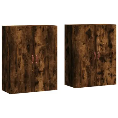 vidaXL Stenska omarica 2 kosa dimljen hrast 69,5x34x90 cm