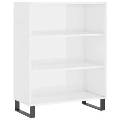 vidaXL Omarica s policami visok sijaj bela 69,5x32,5x90 cm inž. les