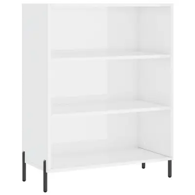 vidaXL Omarica s policami visok sijaj bela 69,5x32,5x90 cm inž. les