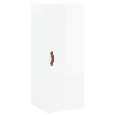 vidaXL Stenska omarica visok sijaj bela 34,5x34x90 cm