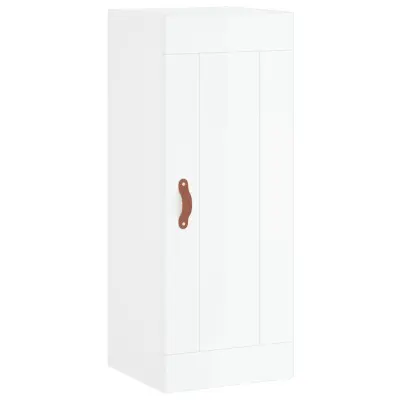vidaXL Stenska omarica visok sijaj bela 34,5x34x90 cm inženirski les