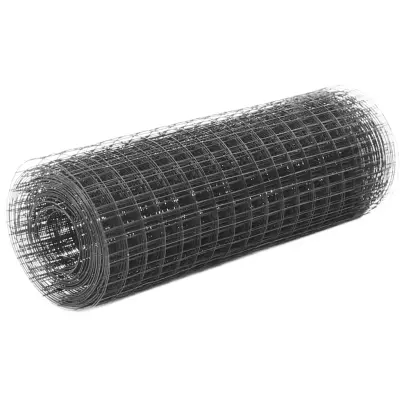 vidaXL Žična mreža za ograjo jeklo s PVC oblogo 25x0,5 m siva
