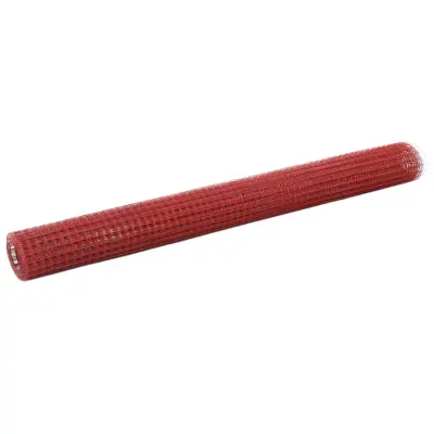 vidaXL Žična mreža za ograjo jeklo s PVC oblogo 25x1,5 m rdeča