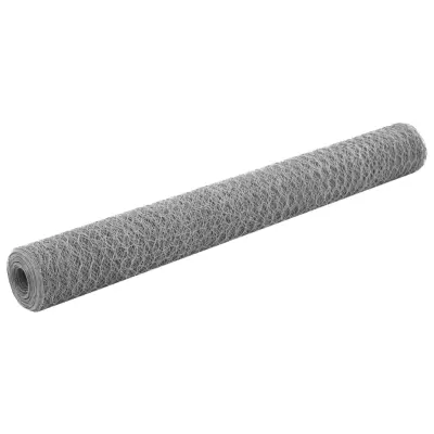 vidaXL Žična mreža za ograjo pocinkano jeklo 25x1,2 m srebrna