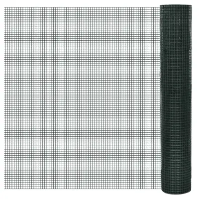 vidaXL Žična ograja pocinkana s PVC oblogo 25x1 m zelena
