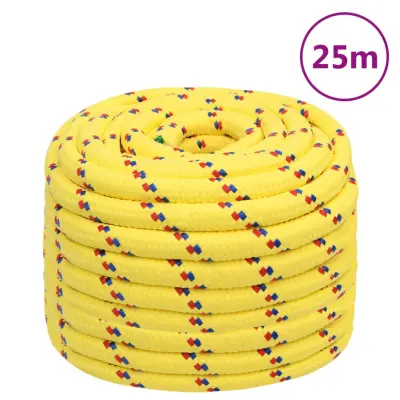vidaXL Vrv za čoln rumena 20 mm 25 m polipropilen