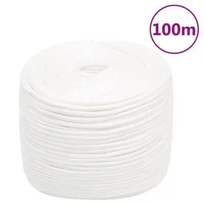 vidaXL Vrv za čoln popolnoma bela 10 mm 100 m polipropilen