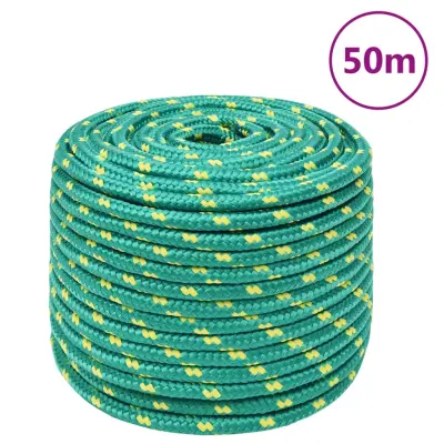 vidaXL Vrv za čoln zelena 12 mm 50 m polipropilen