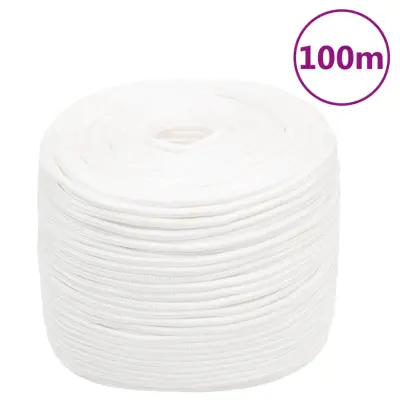 vidaXL Vrv za čoln popolnoma bela 6 mm 100 m polipropilen