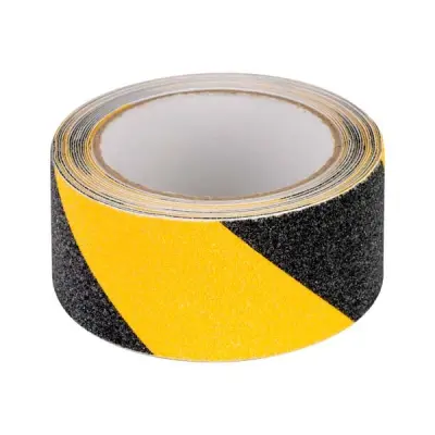 Protizdrsni trak REBEL 0,75 mm x 50 mm x 5 m, črno-rumene barve
