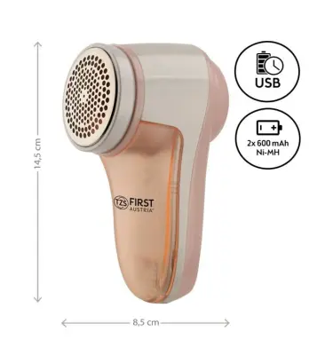 Odstranjevalec vlaken iz oblačil FIRST, 2x600mAh; USB; krem/bela