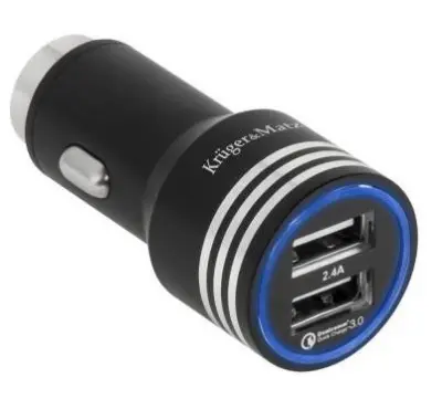 USB avto - polnilec KRUGER-MATZ 2xUSB 4800mA s funkcijo Quick Charge 3.0