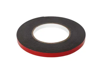 Obojestranski KEMOT pena  lepilni trak, 1mm x 10mm x 10m, črne barve