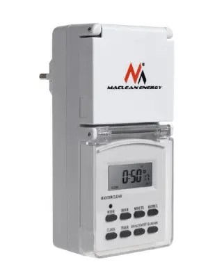 Timer digitalni MacLean, 16A, 3600W, 10 programov, pokrov, bele barve