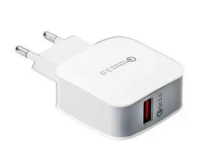 Polnilec USB Quick charger LTC QC3.0, 18W, bele barve