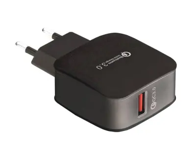 Polnilec USB Quick charger LTC QC3.0, 18W, črne barve