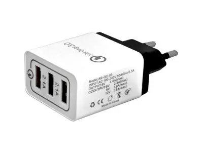 Polnilec USB Quick charger LTC QC3.0, maks:24W, bele barve