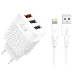Polnilec USB Quick Charge XO-L72, 18W, lightning kabel, bel