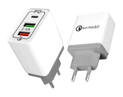 Polnilec USB Quick charger LTC QC3.0, maks:27W, bele barve