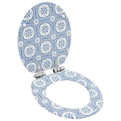 vidaXL Deska za WC školjko počasno zapiranje MDF dizajn porcelan