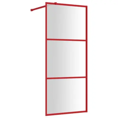 vidaXL Stena za tuš s prozornim ESG steklom rdeča 80x195 cm
