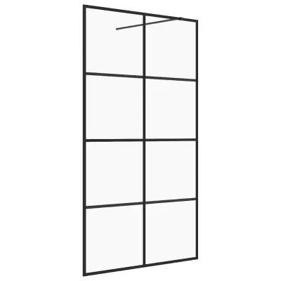 vidaXL Pregrada za tuš s prozornim ESG steklom 100x195 cm črna