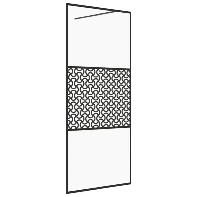 vidaXL Pregrada za tuš s prozornim ESG steklom 115x195 cm črna