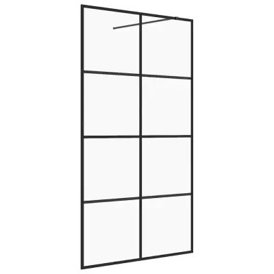vidaXL Pregrada za tuš s prozornim ESG steklom 140x195 cm črna