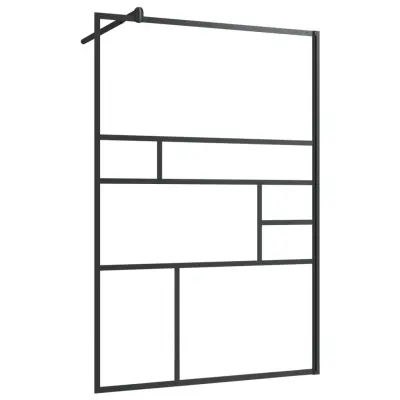 vidaXL Pregrada za tuš s prozornim ESG steklom 115x195 cm črna