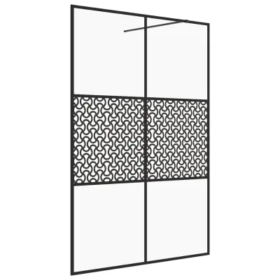 vidaXL Pregrada za tuš s prozornim ESG steklom 140x195 cm črna