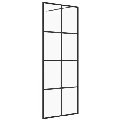 vidaXL Pregrada za tuš s prozornim ESG steklom 80x195 cm črna