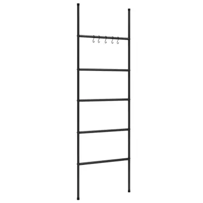 vidaXL Lestev za brisače s 5 letvicami črna 58x175 cm železo