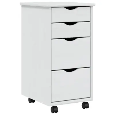 vidaXL Premična omarica s predali MOSS bela trdna borovina